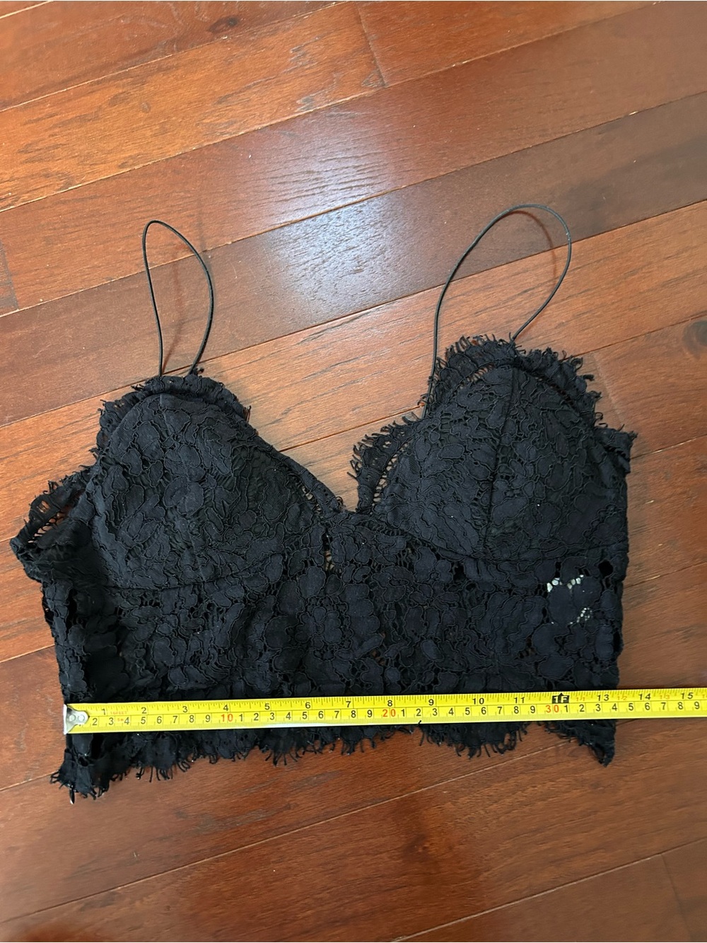 SHEIN Black Lace Longline Bralette Crop Top with Scalloped Eyelash Trim size M - Picture 5 of 6